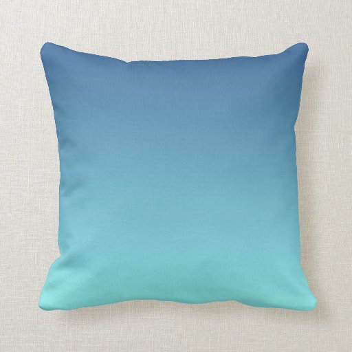 Light Aqua Blue Ombre Throw Pillows