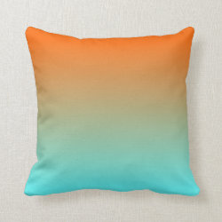 Light Aqua Orange Ombre Throw Pillow