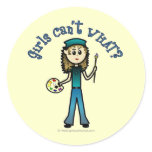 Light Artist Girl Round Sticker