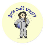Light Astronaut Girl Round Stickers