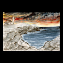 light at night 5 lighthouse watercolor art print