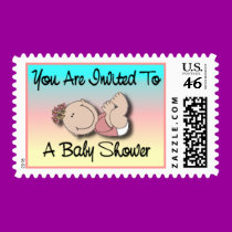 Light Baby Girl Shower Postage stamps