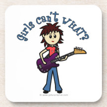 Light Bass Guitar Girl Beverage Coaster