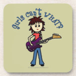 Light Bass Guitar Girl Beverage Coaster