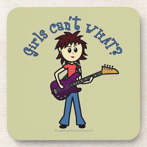 Light Bass Guitar Girl Beverage Coaster