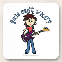 Light Bass Guitar Girl Beverage Coaster