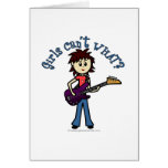 Light Bass Guitar Girl Greeting Card