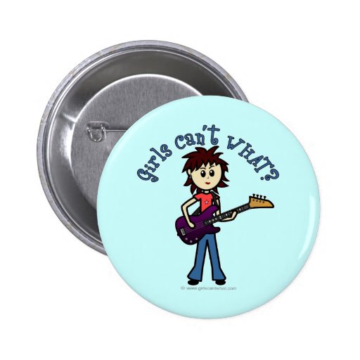 Light Bass Guitar Girl Pinback Button