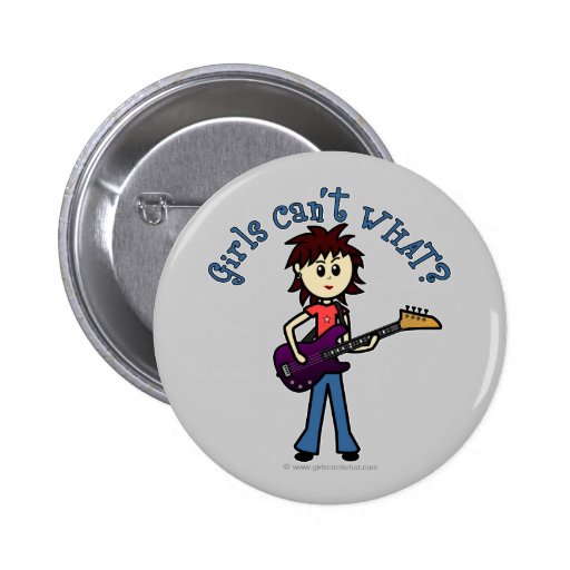 Light Bass Guitar Girl Pinback Button