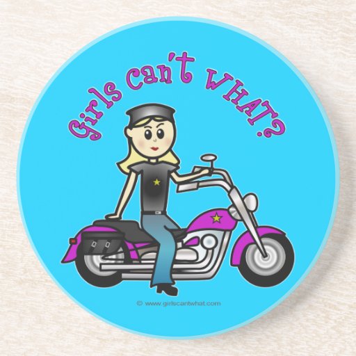 Light Biker Girl Beverage Coasters