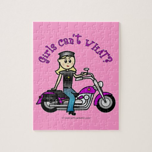 Light Biker Girl Jigsaw Puzzles