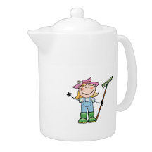 Light Blonde Gardener with Pink Hat