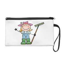 Light Blonde Gardener with Pink Hat Wristlet
