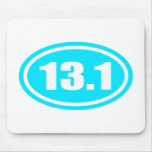 Light Blue 13.1 Half Marathon Runner Oval Mousepad