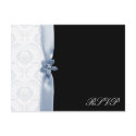 Light blue and black damask wedding pack postcard