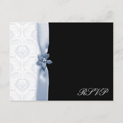 Light blue and black damask wedding pack postcards by Cards by Cathy