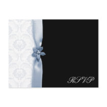 Light blue and black damask wedding pack postcards