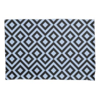 Light Blue and Black Meander Geometric Pattern Pillowcase