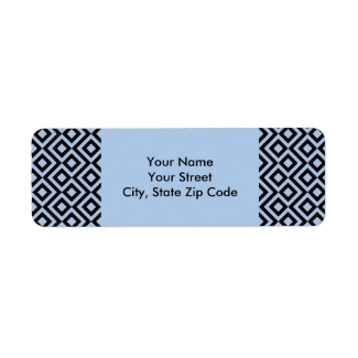 Light Blue And Black Meander return address labels