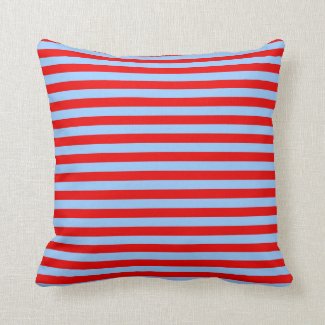 Light Blue and Red Stripes Throw Pillow