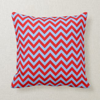 Light Blue and Red Zigzag Pillows