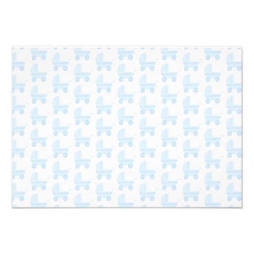 Light Blue and White Baby Stroller Pattern. Personalized Invites