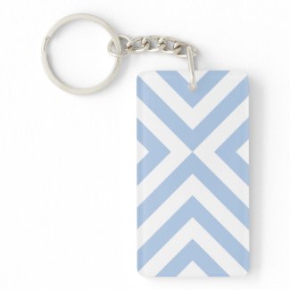 Light Blue and White Chevrons Key Chain