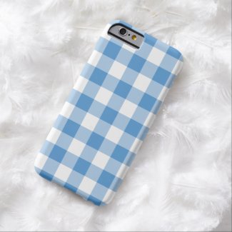 Light Blue and White Gingham Pattern Barely There iPhone 6 Case