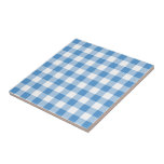 Light Blue and White Gingham Pattern Ceramic Tiles