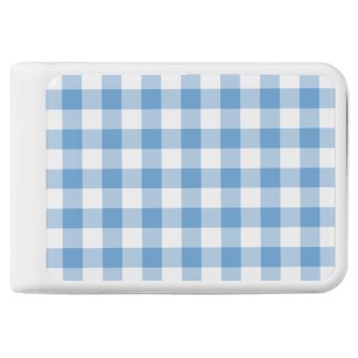 Light Blue and White Gingham Pattern Power Bank