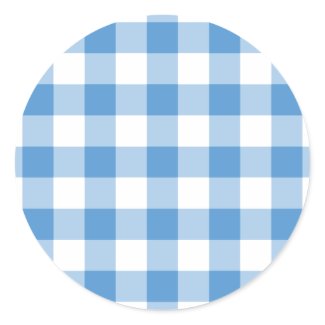 Light Blue and White Gingham Pattern Round Sticker