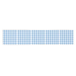 Light Blue and White Gingham Pattern Table Runner Short Table Runner