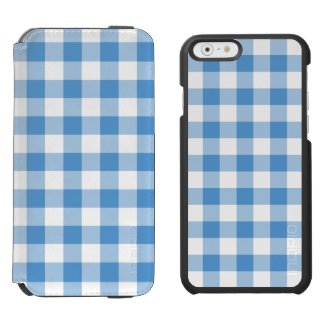 Light Blue and White Gingham Pattern Incipio Watson™ iPhone 6 Wallet Case