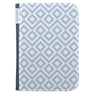 Light Blue and White Meander Kindle Keyboard Cases