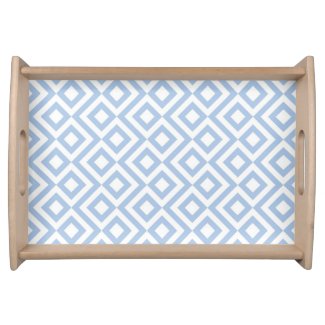 Light Blue and White Meander Serving Tray