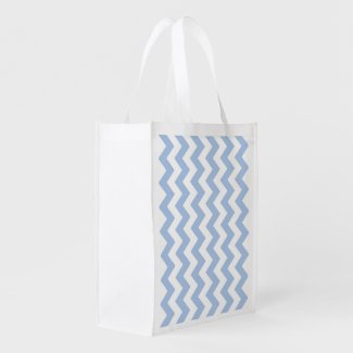 Light Blue and White Zigzag Grocery Bag