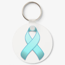 Light Blue Awareness Ribbon Keychain