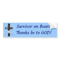 Light Blue Awareness Ribbon on a Cross bumper stickers