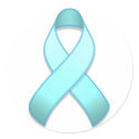 Light Blue Awareness Ribbon Round Sticker by jamieco Light Blue Awareness Ribbon Round Sticker