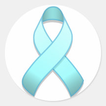 Light Blue Awareness Ribbon Round Sticker
