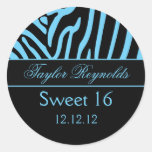 Light Blue Black Zebra Sweet 16 Sticker