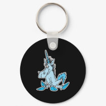 light blue cartoon unicorn keychains