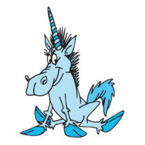 light blue cartoon unicorn photo sculptures