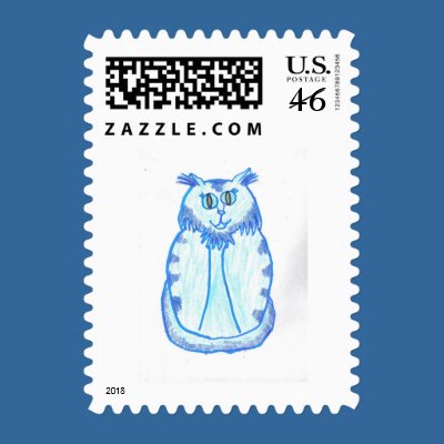 Light Blue Cat Postage Stamps by FlashAllen