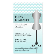 Light Blue Chevron Dress Form Business Cards