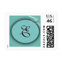 Light blue colored monogram - letter e postage