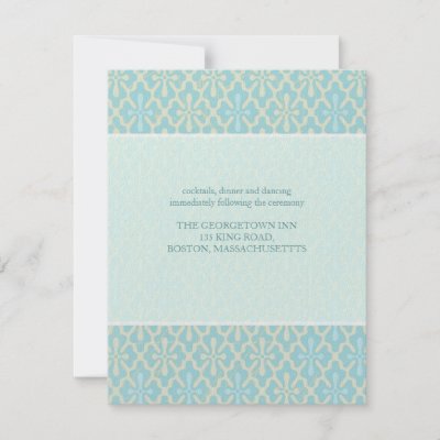 Light Blue Cross Damask Wedding reception card Personalized Announcement by