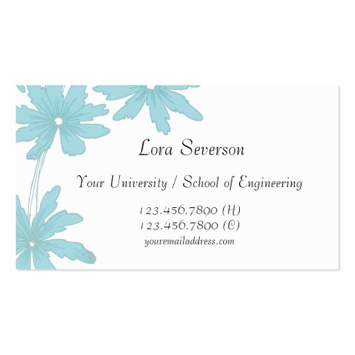 Light Blue Daisies Graduate Business Card Template (front side)