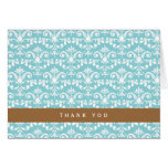 Light Blue Damask Pattern Greeting Card