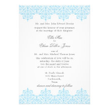 Light Blue Damask Wedding invitations